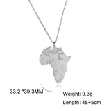 LIKGREAT Punk Africa Map With Flag Pendant Necklaces Stainless Steel Africa Countries Flags Necklace Chain for Women Men Jewelry