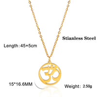 Lucktune OM Yoga Chakra Pendant Necklace Stainless Steel Buddhism Hindu Amulet Choker Chain Necklace for Women Men Retro Jewelry