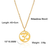 Lucktune OM Yoga Chakra Pendant Necklace Stainless Steel Buddhism Hindu Amulet Choker Chain Necklace for Women Men Retro Jewelry