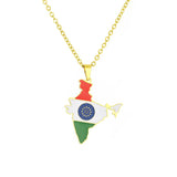 2024 new fashion stainless steel vintage dripping stainless steel Indian flag map pendant necklace temperament everything collar