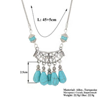 Ethnic Antique Silver Color Moon Choker Necklaces for Women Boho Turquoise Necklace Girls Party Jewelry Gifts