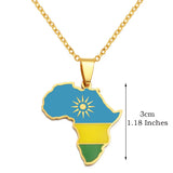 3CM Hip-Hop Africa Map Pendant Necklaces Stainless Steel Jewelry Kenya Mali Senegal Somalia Ghana Sierra Leone Liberia #350221
