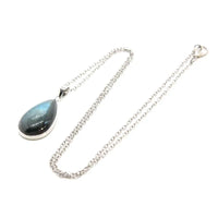 Natural Labracorite Crystal Water Drop Stone Pendant Necklace For Women Spectrolite Gemstone Energy Healing Amulet Man Jewellery