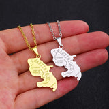 2024 New fashion stainless steel French Martinique map necklace for men and women geometric ethnic style collarbone chain annive