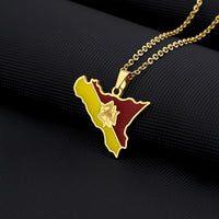 2024 New fashion stainless steel Sicily map and flag necklace for men and women couples ethnic style collarbone chain accessorie