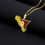 2024 New fashion stainless steel Sicily map and flag necklace for men and women couples ethnic style collarbone chain accessorie