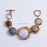 U90E Novel Trend Exaggerated Geometric Metal Stone Bracelet Temperament Bracelet