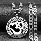 Yoga Pendant Necklaces For Men Women Gold Color Stainless Steel OHM Hindu Buddhist AUM OM Hip Hop Chain Jewelry Gift