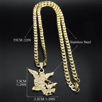 SAINT MICHAEL PROTECT US Archangel Stainless Steel Pendant Necklace for Women Men Gold Color Necklace Choker Jewelry Collares