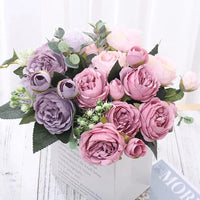 Silk Artificial Flower Rose Peony Bouque Home Decoration Bridal Holding Flower Wedding Decor Bouquet DIY Fake Flower Arrangement