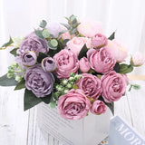 Silk Artificial Flower Rose Peony Bouque Home Decoration Bridal Holding Flower Wedding Decor Bouquet DIY Fake Flower Arrangement