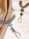 Middle Easten Popular Flower Bracelets Alloy With Turquoise Ring One-piece Bracelets Bohemian Style Handmade Jewelry