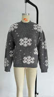 Christmas 2025 Women's Knitted Sweater Snowflake Warm Thicken Jacquard Jumper Oversized Knitwear Full Sleeve Pullovers Xmas Look