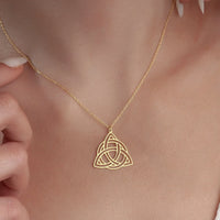 Viking Celtics Knot Geometric Pendant Necklace for Women Men Stainless Steel Gold Color Witch Triquetra Amulet Chain Jewelry