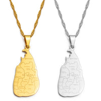 Anniyoc 3CM Sri Lanka Map and City Name Pendant Necklaces Women Girl Gold Color Charm Sri Lankan Maps Jewelry Patriotic  #128721