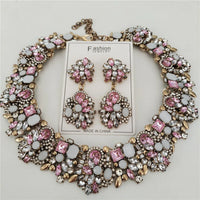 2025 New Fashion Crystal Rhinestones Large Collar Choker Necklace Earrings Women Jewelry Sets Indian Statement Wedding Necklace