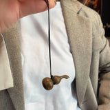 Minar Cute Lovely Brown Black Color Wood Flagon Long Pendant Necklaces Adjustable Rope Chain Chokers for Women Birthday Gift