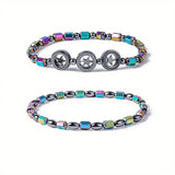1/2/4/6Pcs Hematite Ankle Bracelet Colorful Elastic Anklet Bohemian Summer Beach Clothing Accessories Energy Hematite Jewelry