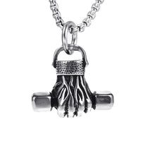 FIREBROS 2025 New Stainless Steel Vintage Gym Fitness Dumbbel Pendant Necklace Men Women Hiphop Rock Jewelry Gift Dropshipping