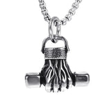 FIREBROS 2025 New Stainless Steel Vintage Gym Fitness Dumbbel Pendant Necklace Men Women Hiphop Rock Jewelry Gift Dropshipping