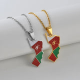 Anniyo Oman Map Flag Pendant Necklaces Stainless Steel National Jewelry For Woman Girls #503962