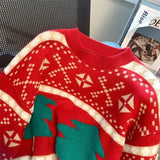 New Autumn and Winter Christmas Red Sweater Loose Lazy Style Thickened Knitted Bottoming Shirt Top
