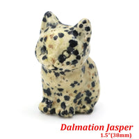 1.5" Cat Figurine Natural Stone Crystal Hand-carved Crystal Animal Statue Chakra Gem DIY Animal Handicrafts Artworks Home Decor
