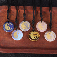 Chinese FengShui Amulet Crystal Quartz Tai Chi Yin Yang Fish Symbol Necklaces Taoist Reiki Energy Exorcism Pendants Jewelry