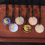 Chinese FengShui Amulet Crystal Quartz Tai Chi Yin Yang Fish Symbol Necklaces Taoist Reiki Energy Exorcism Pendants Jewelry