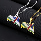 2024 New fashion stainless steel Central African Republic map with flag necklace for women and men couples ethnic style accessor