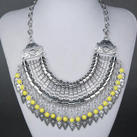 Fashion Ethnic Gypsy Bohemian Choker Necklace For Women Beads Drop Tassel Vintage Big Statement Collier Femme Party Jewelry Gift