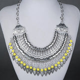 Fashion Ethnic Gypsy Bohemian Choker Necklace For Women Beads Drop Tassel Vintage Big Statement Collier Femme Party Jewelry Gift