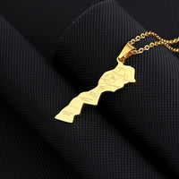 Stylish stainless steel Moroccan map with city pendant necklace lovers style style style personality collarbone chain accessorie