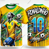 Brazil Football 2025 New Ronaldinho Football Jersey Tshirt Graffiti Street Hip Hop Clothing Men's Summer Football Jersey