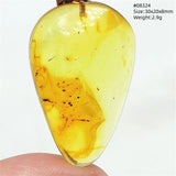 Natural Insect Amber Water Drop Pendant Flower Yellow Amber Insect Necklace Baltic Women Men Jewelry Stone AAAAAAA