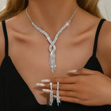 Ladies' French style sparkling rhinestone jewelry set suitable for weddings, gatherings, and holiday gifts