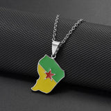 Anniyo French Guiana Map Pendant Necklaces Stainless Steel Guyane Jewelry #004562