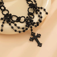 Ingemark Halloween Gothic Big Cross Jesus Pendant Choker Necklace for Women Multilayer Metal Chain Part Jewelry Accessories New