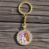 Shiva Nataraja Keychain Buddhist Jewelry Lakshmi Goddess Rhinestone Pendant Hinduism Amulet Keyring Gift