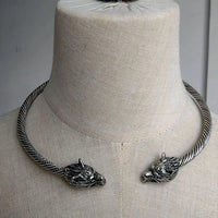 Medieval viking wolf copper Necklace Traditional Celtic Torq Torque, Authentic Neckand Ancient Norse Neck Ring Viking Torc