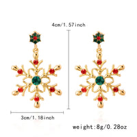 Delicate Multicolor Christmas Snowflake Stud Earrings for Women Zircon Pearl Dangle Piercing Earrings Girl New Year Party Gifts