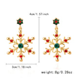 Delicate Multicolor Christmas Snowflake Stud Earrings for Women Zircon Pearl Dangle Piercing Earrings Girl New Year Party Gifts