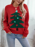 2024 Autumn Winter Women Christmas Tree Pattern Sweaters Casual Knitwear Crew-Neck Pullover Holiday Sweater Woman Pullovers