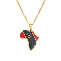 Anniyo African American Map Flag Pendant Necklaces for Women Men Stainless Steel Jewelry @366721