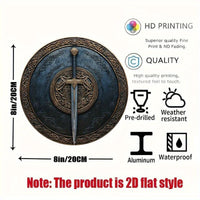 1 Piece 2D Sword Pattern Wooden Disc Sign Design 8 inch Suitable for Home Cafe Bar Garden Decoration Wall Plaque Indoor