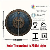 1 Piece 2D Sword Pattern Wooden Disc Sign Design 8 inch Suitable for Home Cafe Bar Garden Decoration Wall Plaque Indoor