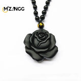 Obsidian Rose Pendant Personalized Black Rose Hand-carved Fashion Couple Rose Pendant High-grade Gifts