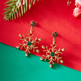 Delicate Multicolor Christmas Snowflake Stud Earrings for Women Zircon Pearl Dangle Piercing Earrings Girl New Year Party Gifts