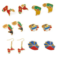 Anniyo Guadeloupe Reunion Island Martinique French Guiana Antigua Map Earrings for Women Girls Stainless Steel Jewelry #533962