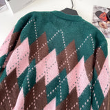 SINGREINY Christmas Style Knitting Warm Sweater O Neck Long Sleeves Argyle Design Loose Pullovers 2025 Autumn Casual Women Tops